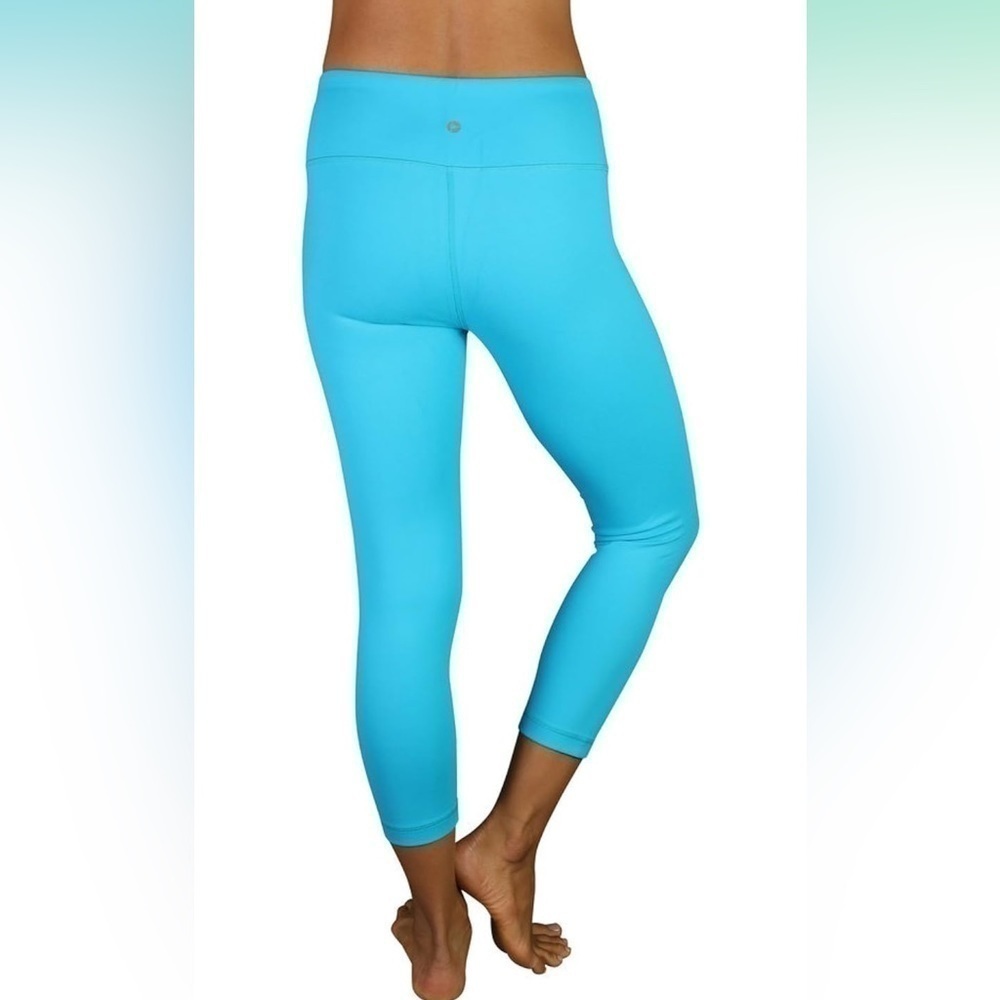 90 Degree By Reflex Yoga Capris with Hidden Pocket-Peacock Blue size S - Picture 3 of 4